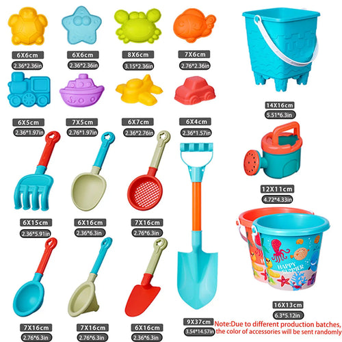 14/16PCS Children Beach Toys Summer Outdoor Games Sand Play in Water Bucket Shovels Kids Tools Gift Accessories Color Random